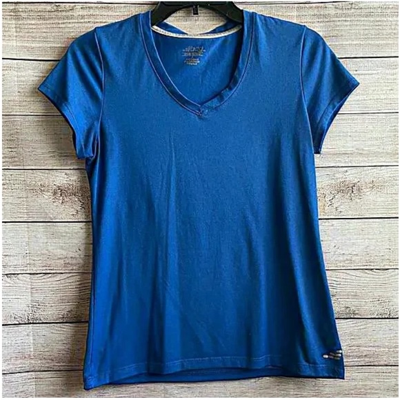 BCG Blue‎ v-neck semi fitted fit Shirt size Small activewear top Athletic - Picture 2 of 6